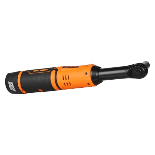 VEVOR Cordless Ratchet Wrench, 3/8 inch Drive, 240 RPM, up to 33 ft-lbs of Torque, Extended Battery Powered Electric Ratchet Wrench Set with Two Batteries, Charger, Sockets, Adaptor and Extension Bar