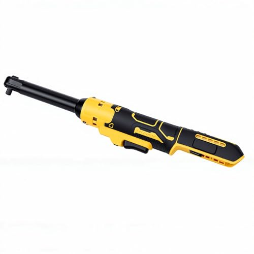 Cordless Ratchet Wrench, 3/8 in Electric Ratchet with 74ft.lbs Torsion and 6.3 in Extended Head, for Automotive Repair, with Adapters and Extension Bar