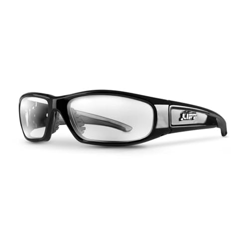LIFT Safety Switch Safety Glasses | ANSI Z87.1 Rated | Anti-Fog Polycarbonate Lenses | UV-A/B/C Protection | TR-90 Frame - color: Black/Clear, size: One Size