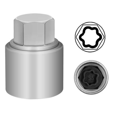 055 Wheel Locking Nut Key Compatible with BMW Series, (Socket OD 27mm - ID 25mm), Wheel Lock Nut Socket Adapter, Wheel Anti-Theft Lug Nut Removal Tool, Anti-Theft Screw Remover - color: Socket 055