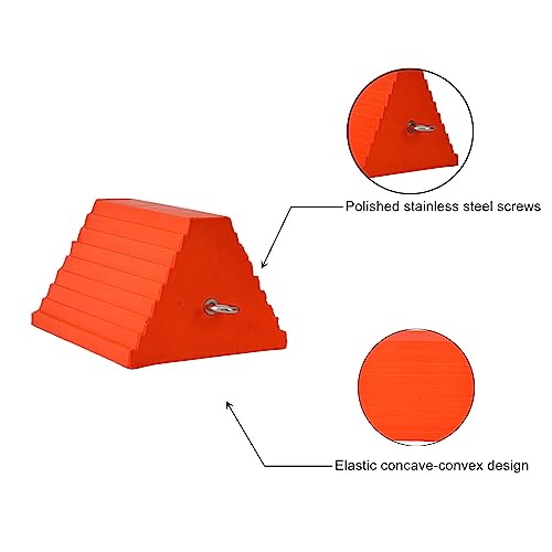 Wheel Chocks, Heavy Duty Wheel Chock with Handle,Rubber Wheel Chocks for Boat Trailers, RV, Truck, Camper, 2 Pack (Orange) - color: ORANGE-2