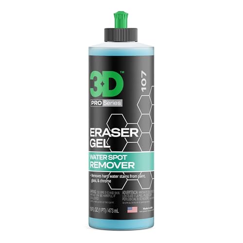 3D Eraser Gel Water Spot Remover – Acidic Gel Formula for Hard Water Spots & Mineral Deposits – Safe for Paint, Glass, Chrome, Plastic & Metal - 16 oz