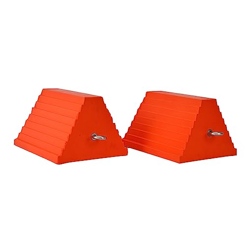 Wheel Chocks, Heavy Duty Wheel Chock with Handle,Rubber Wheel Chocks for Boat Trailers, RV, Truck, Camper, 2 Pack (Orange) - color: ORANGE-2