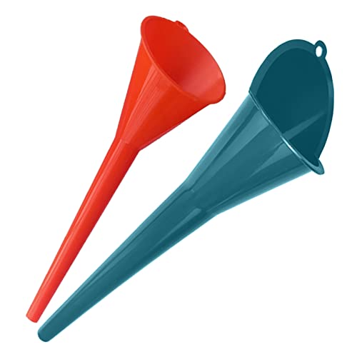 Plastic Long Neck Oil Funnels, for Filling Automotive Oil, Lubricants Engine Oils, Kerosene, Fuel, Diesel, Coolant & Other Liquids (Red Blue(1+1 Pack) - color: Red Blue(1+1 pack)