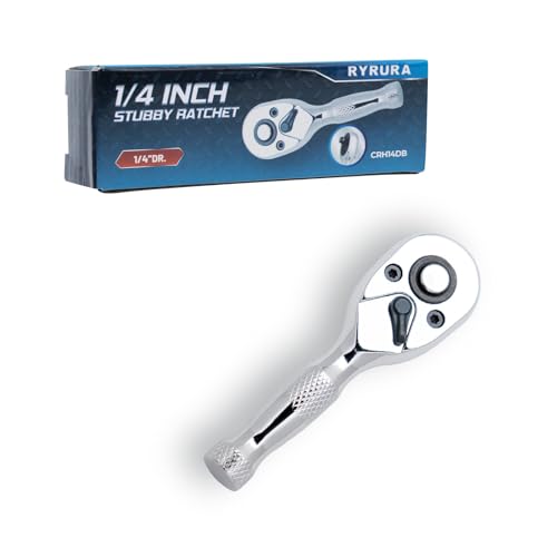 1/4 Inch Drive Stubby Ratchet Mini Ratchet Wrench,1/4 Socket Wrench, 72-Tooth Quick-Release,Reversible,Chrome Vanadium Alloy Steel for Durability - size: 1/4-inch Single, style: Stubby-Metal handle
