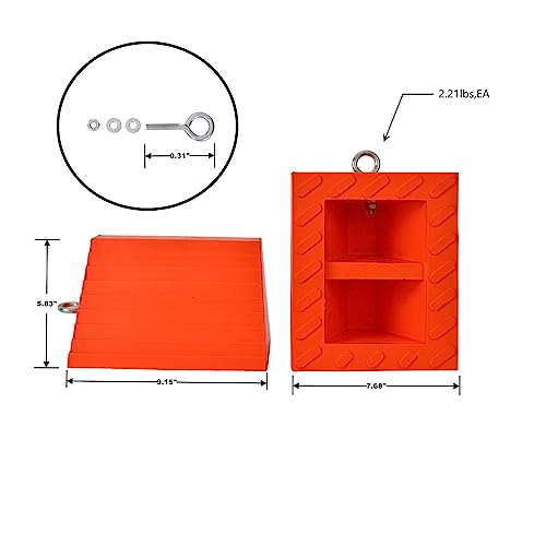 Wheel Chocks, Heavy Duty Wheel Chock with Handle,Rubber Wheel Chocks for Boat Trailers, RV, Truck, Camper, 2 Pack (Orange) - color: ORANGE-2
