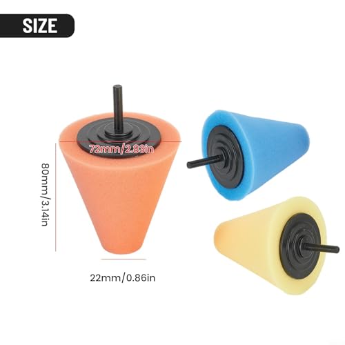 3X Foam Buffing Sponge Kit Cone Shape Polishers for Efficient Wheel Hub Cleaning