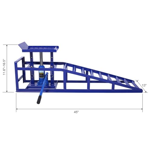 Hydraulic Car Ramps 2 Pack, 10000 lbs Heavy Duty Steel Vehicle Ramps with Adjustable Lift 9.8"-15", Low Profile Auto Service Ramps for Oil Change, Truck, Garage Repair,Blue - color: Blue