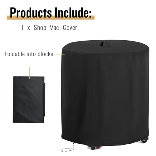 Kingling Cover for Shop Vac for 6 Gallon Shop Wet Dry Vacuums | Wet and Dry Shop Vacuum Cleaners Dust Cover Protection Black - 16''D x 20.8''H - size: 16''D x 20.8''H