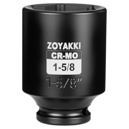 1/2" Drive 1-5/8" Deep 6 Pt CR-MO SAE Impact Socket for Axle Nuts - size: 1-5/8"in., style: 1/2" Drive Deep