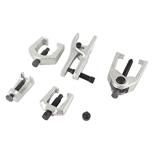 5Pcs Front End Suspension Service Kit, Ball Joint Tie Rod Separator Puller Set, Heavy Duty Forged Steel Car Repair Tool with C Shape and L Shape Pullers for Professional Mechanics