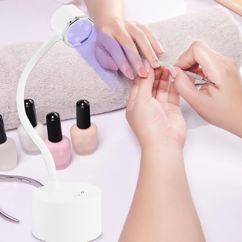 Touch Switch Gel X Lamp,Flash Cure Mini Nail Lamp,Rechargeable Cordless UV LED Light,Gooseneck Nail Gel Dryer for Home Nail DIY Manicure (White)