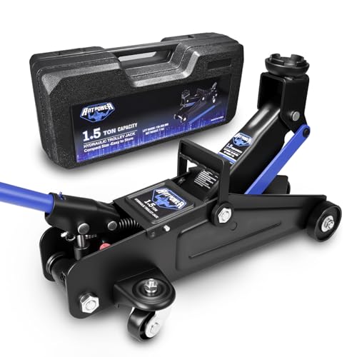 Low Profile Floor Jack 1.5 Ton (3000 lbs), Heavy Duty Hydraulic Car Jack with Storage Case, Single Piston Quick Lift Pump, 135-305mm (5.3"-12") Lifting Range(1.5T with case) - color: 1.5T
