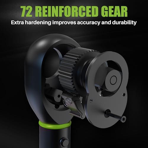 3/8 Inch Drive Torque Wrench 10-120 Ft-Lb for Car, Bike Repair | Click Torque Wrench (13.6-162.6Nm) with 3% Precision Dual-Direction Range,72 Tooth Head for Motorcycle Repair,DIY Maintenance - size: 3/8" 10-120FT