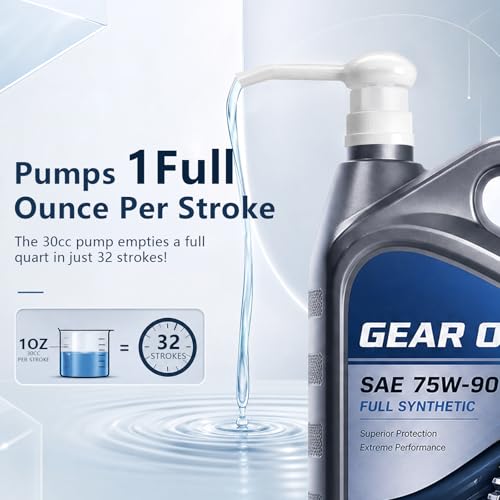 Fluid Transfer Pump for Gallon Quart Bottles - 4 Cap Adapters 38mm 40mm 43mm 50mm with Extension Tubes - Oil Transmission Gear Fluid ATF Hand Pump for Wide Mouth,and Fluid Pump - color: 30cc fluid pump 1 pack