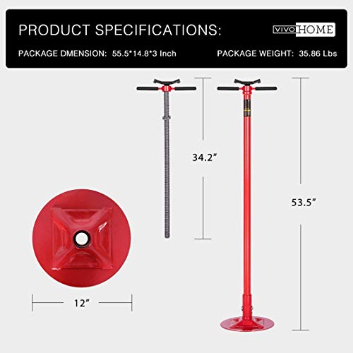 SPECSTAR Under Hoist Support Stand 3/4 Ton Jack Stand | 1650Lbs Capacity, Adjustable 52-76 Inch Height, 12 Inch Diameter Base for Vehicle Lifting & Support - style: Adjustable