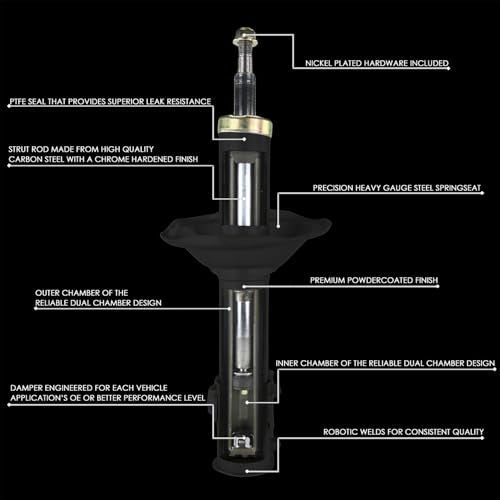 Auto Dynasty Pair of Front Coil Spring Shock Strut Mount Assembly and Rear Struts Shock Absorber Compatible with Acura CSX Honda Civic Sedan 2006-2011, Matte Black Powdercoat
