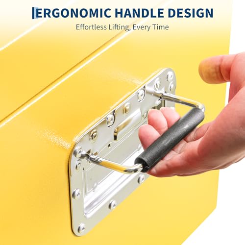 Industrial Steel Truck Tool Box w/Gas-Shock Lid, Pry-Resistant Security & Weatherproofing Toolbox Organizer Chest Fits Pickup, Truck Bed, RV, Trailer - color: Yellow, size: 15X15X36 inch