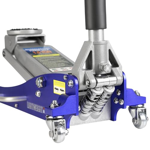 1.5 Ton Low Profile Floor Jack, Heavy Duty Aluminum & Steel Hydraulic Floorjack Racing Floor Jack with Dual Piston Quick Lift Pump, Lifting Range 3.3" to 19.8" for Home Sedans SUV Sports Cars Blue