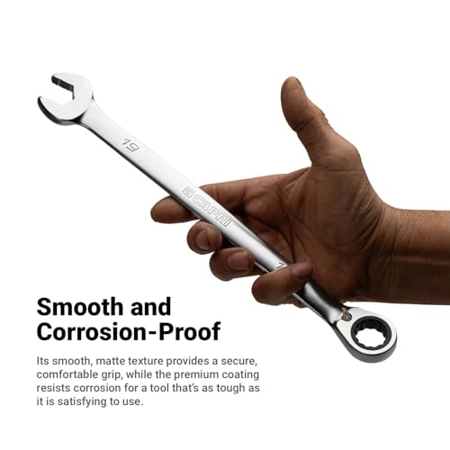 Capri Tools 9 mm 120-Tooth Ultra-Smooth Reversible Ratcheting Combination Wrench, XL Long Series, Metric, 12-Point - size: 9 mm