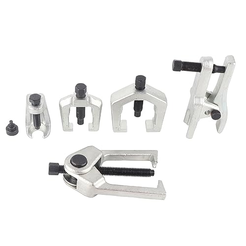5Pcs Front End Suspension Service Kit, Ball Joint Tie Rod Separator Puller Set, Heavy Duty Forged Steel Car Repair Tool with C Shape and L Shape Pullers for Professional Mechanics