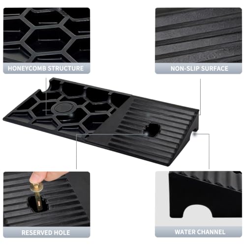 2.0 Inch Rise Rubber Curb & Threshold Ramp 2 PCS 16.93"x5.91" | 7000lbs capacity, suitable for driveway, sidewalk, shed entry, cars, motorcycles, lawn mowers, Durable, Sturdy - size: 2.0"Height