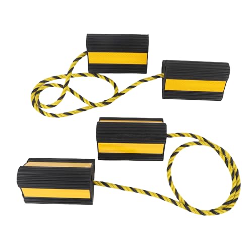Tyenaza Wheel Chocks Heavy Duty Rubber Wheel Blocks Anti Slip Tire Stopper Blocks with Rope and Reflective Strips for Trailers Camping Vehicle Truck