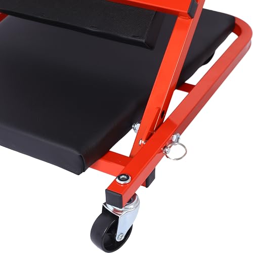 36in 2 in 1 Mechanic Creeper - Z Shape Creeper Seat Foldable Creepers Automotive with 6 Wheels | 300Lbs Capacity Garage Chair | Low Profile Creeper Lay Down or Sit for Garage Shop Auto Repair RED
