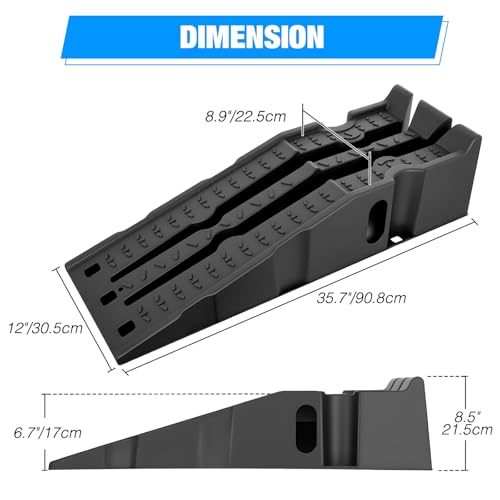 Nilight Car Ramps, 6.7 Inch Lift Vehicle Service Ramp | 13,000lb. GVW Capacity Per Pair, Heavy Duty, Stackable Design Saves Space, Ideal for Home Garage Maintenance - size: Car Ramp