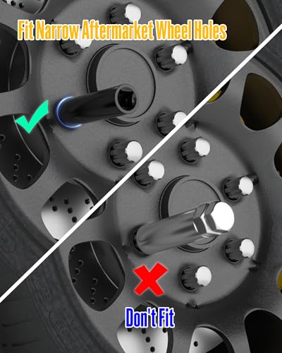 10-Piece Spline Lug Nut Socket Set, 1/2" Drive for Spike Lug Nuts | Fits Aftermarket Lug Nuts with 5, 6, 7, 10, or 12 Splines; Includes 9 CR-V Steel Keys and a 3-Inch Extension