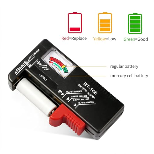 1Pcs Battery Tester Checker, Universal Battery Checker Model BT-168for AA AAA C D 9V 1.5V Button Cell Batteries Smal Electrical Equipment (Requires No Battery for Operating) | Universal Battery Tester Checker For Button Cell Model BT-168 Requires No Batte