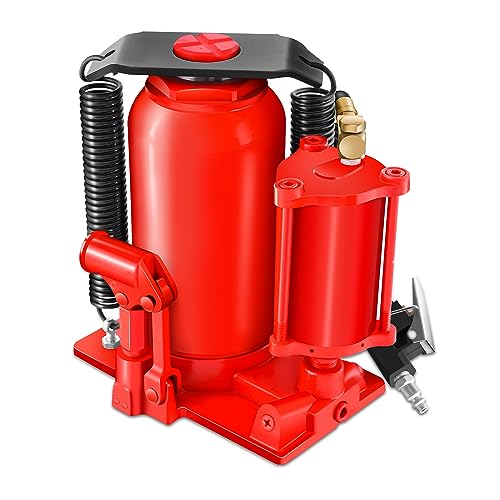 DNA Motoring Air Hydraulic Bottle Jack - 20 Ton (40,000 lbs) Capacity, Manual Handle and Air Pump for Car Pickup Truck RV Auto Repair,TOOLS-00323 - color: red-black, style: 20 ton