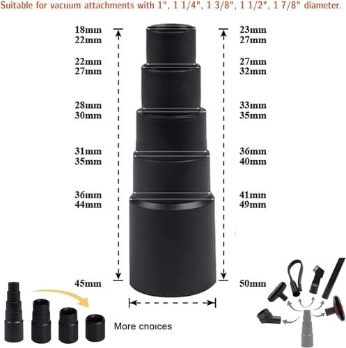 Vacuum Attachments for Shop Vac Accessories Vacuum Hose Adapter | 8 Pcs Universal Vacuum Brush Attachment with 1 7/8" to 1" Vacuum Hose Adapter, 1.25" Hardwood Floor Brush & Crevice Tool - size: vacuum attachments-8pc
