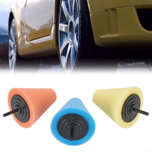 3X Foam Buffing Sponge Kit Cone Shape Polishers for Efficient Wheel Hub Cleaning