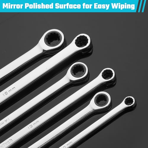 DURATECH 16mm Extra Long Ratcheting Wrench, Metric, CR-V Steel - size: 16mm