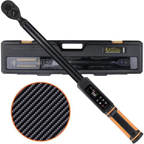Uharbour Carbon Fiber 1/2" Digital Torque Wrench 2.2-147.5 Ft.lb | ±1% Accuracy Carbon Fiber Wrench with Vibration, Buzzer & LED Alert - size: 1/2" Drive 2.2-147.5 ft.lbs (Carbon fiber tube)