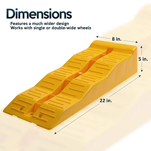 ZONETECH Automotive Leveling Ramps- Premium Quality Camper Trailer SUV Car Wheel Chocks, Leveler, Stabilizer on Uneven Ground- Great for Raising Auto - color: Yellow