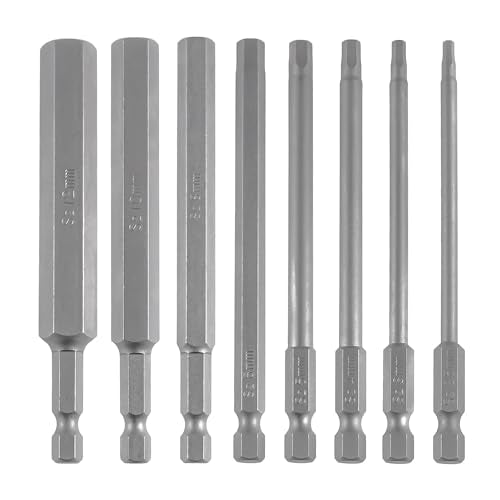 VESTTIO Metric Hex Allen Wrench Bit Set, 8-Piece, 4-Inch, Magnetic S2 | 2.5-12mm, industrial S2 alloy steel, 1/4 inch hex shank, magnetic tips, design for power screwdriver drill impact driver - size: 8 HEX / 4 inch