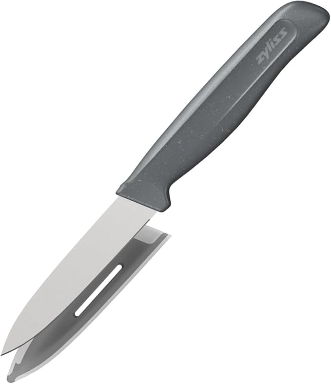 Zyliss Paring Knife – Sharp German Stainless Steel Blade with Sustainable Wheat Straw Non-Slip Handle – Includes Safety Cover – Dishwasher Safe – 3.5 inches