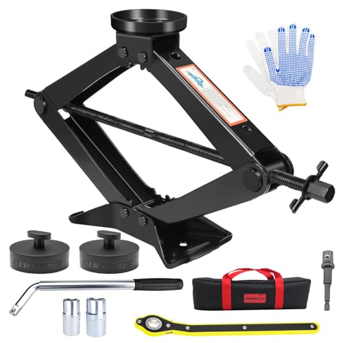 3-Ton Scissor Jack Kit for Chevrolet C5 C6 C7 C8 GS Z with Rubber Jack Pad, Car Spare Tire Repair Tools for Car Chevrolet, Tire Changing Tools Kit for Chevrolet with L-Wrenches(17/19/21/23mm)