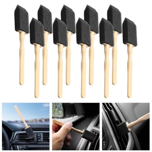 Car Air Vent Cleaning Brush Set Soft Sponge Detailing Tool for Dashboard AC Vents Dust Removal Black 14cm(10Pcs) - size: 10Pcs