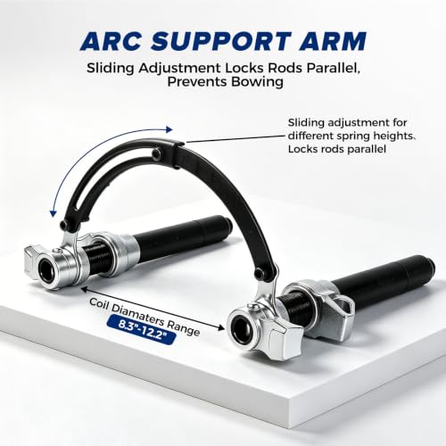 2-Jaw Coil Spring Compressor 4-Rod Strut Tool for BMW Audi Porsche LR | 4-rod 45 steel with arc support arm,fits 90-180mm diameter and 220-380mm height,forged jaws, hard case,for European cars.