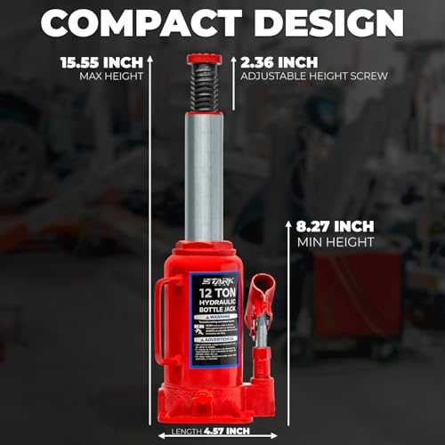 XtremepowerUS 12 Ton (24,000 Lbs) Capacity Hydraulic Lifting Bottle Jack Fit Repair Automotive for Car, Pickup, Truck, RV, Auto Repair Vehicle Tand House Lift W/Long Handle - size: 12 Ton