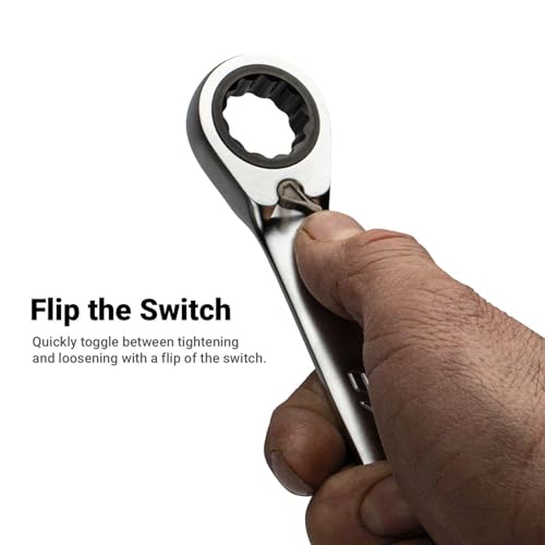 Capri Tools 16 mm 120-Tooth Ultra-Smooth Reversible Ratcheting Combination Wrench, XL Long Series, Metric, 12-Point - size: 16 mm