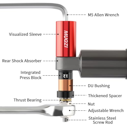 Bike Rear Shock Bushing Tool Kit, MTB Rear Shock Bearing Bushing Replacement Installation and Removal Tool for Mountain Road Bicycles Rockshox Fox - color: Black