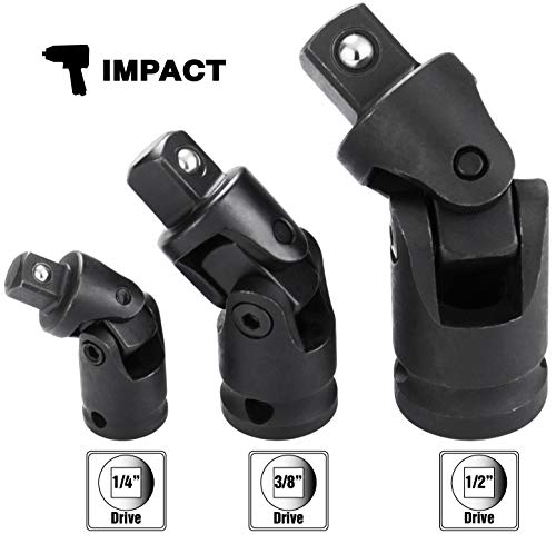 EPAuto 1/2-inch Drive Click Torque Wrench + Impact Universal Joint Set