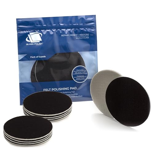 Glass Polish 4.5 inch (115mm) Pack of 10 Felt Polishing Pads for Polishing Glass, Plastic, Metal and Marble - GP11009 | For Cerium Oxide Glass Polishing, Scratch Removal, Plastic & Headlight Restoration, Metal Polishing & Clear Coat Finishing - style: 4.5
