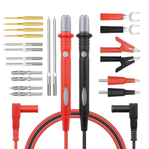 22-Piece Multimeter Test Lead Kit, Back Probe Test Leads,Multimeter Probes,Test Leads with Alligator Clips, Replaceable Gold-Plated Probes,Soft Silicone Wire ,for Digital Multi Tester