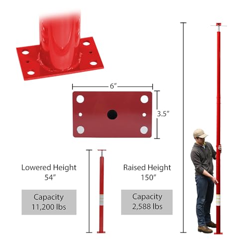 Vestil FJB-150 Basement Floor Jack 150 In. Maximum Height 2,588 Lb. Capacity Red