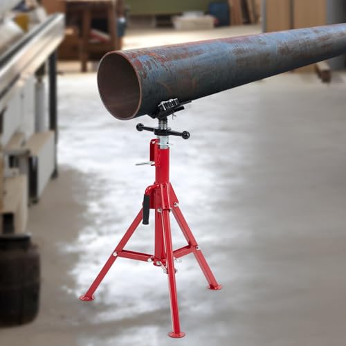 Folding Pipe Stand with 4-Ball Transfer V-Head, 28-52 Inch, 2500 Lbs | Heavy Duty Steel, Adjustable Height, Portable for Welding & Pipe Work - size: 28"-52" 4-Ball